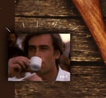 1985 man drinking coffee